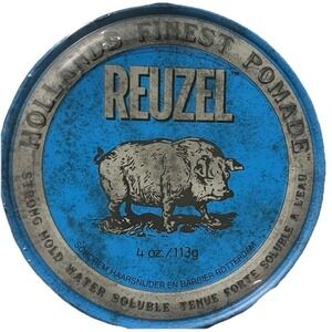 Reuzel Blue Pomade Strong Hold Water Soluble 4 oz Tin High Sheen Men's Grooming